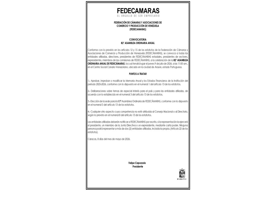 Convocatoria Asamblea Anual 82°