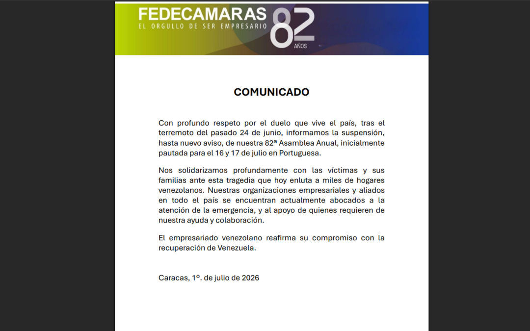 Suspendida hasta nuevo aviso la 82° Asamblea Anual
